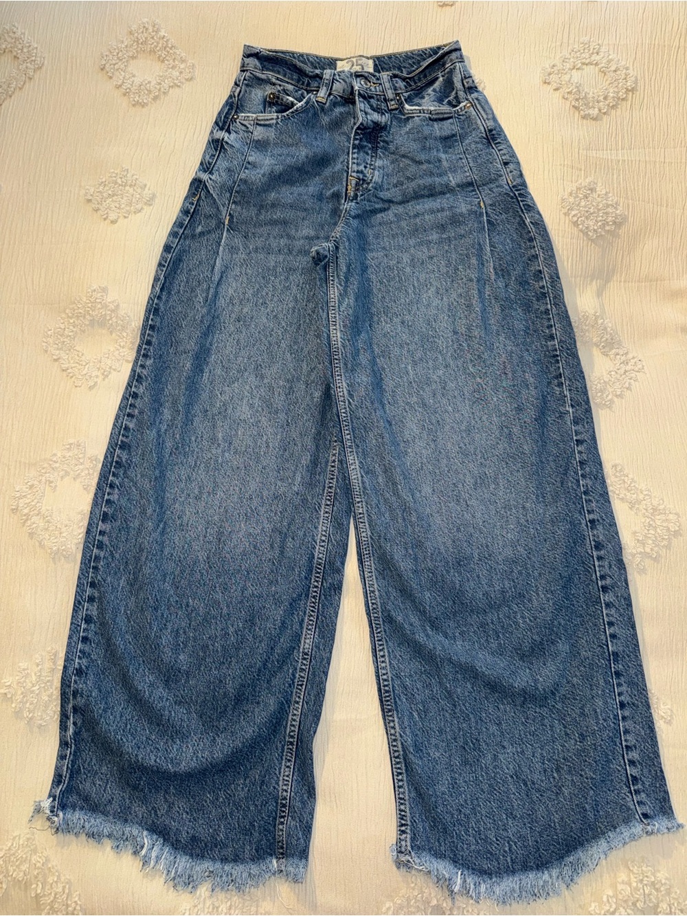 We The Free Wide Leg High-Waist distressed hem Jeans